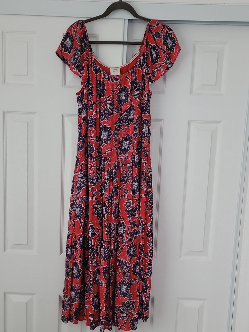 Knox Rose Coral and Navy Floral Maxi Dress